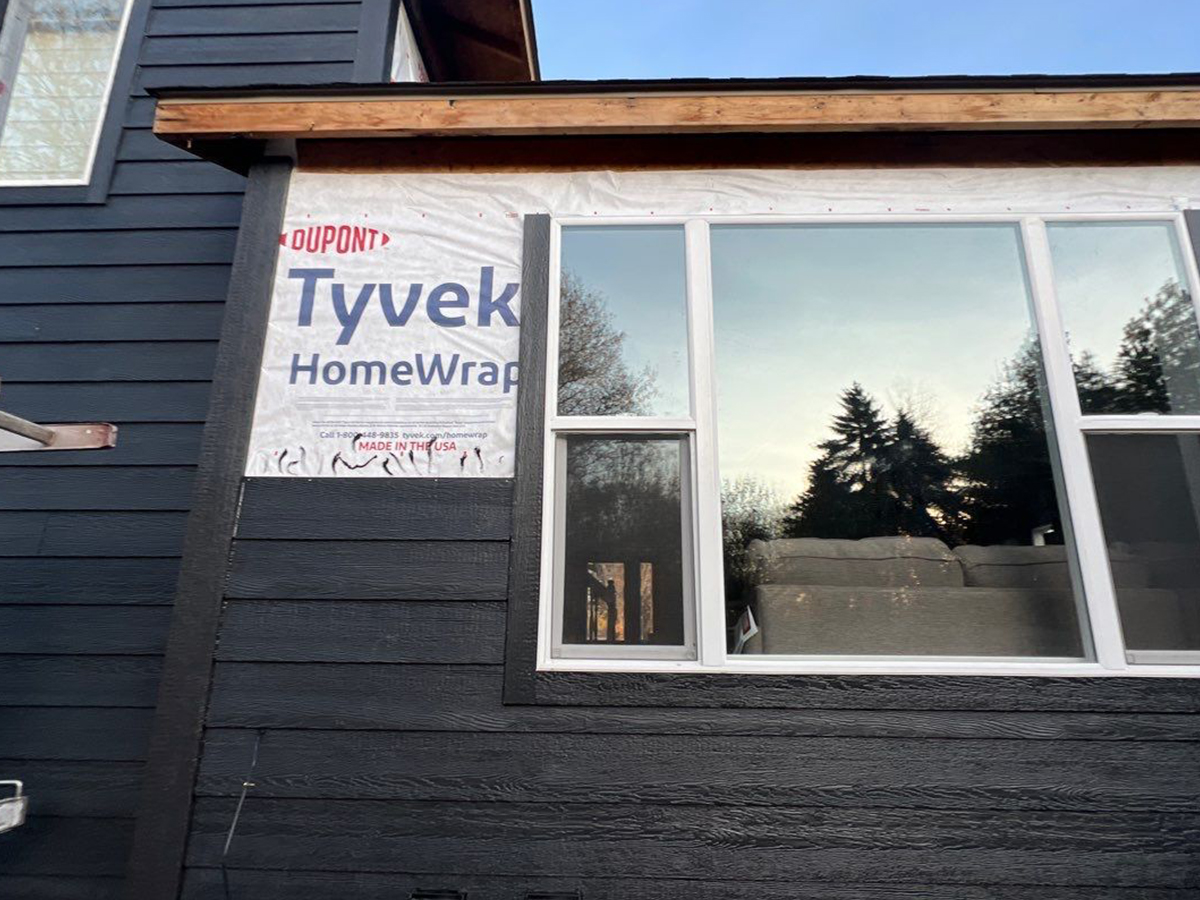 Exterior siding being installed